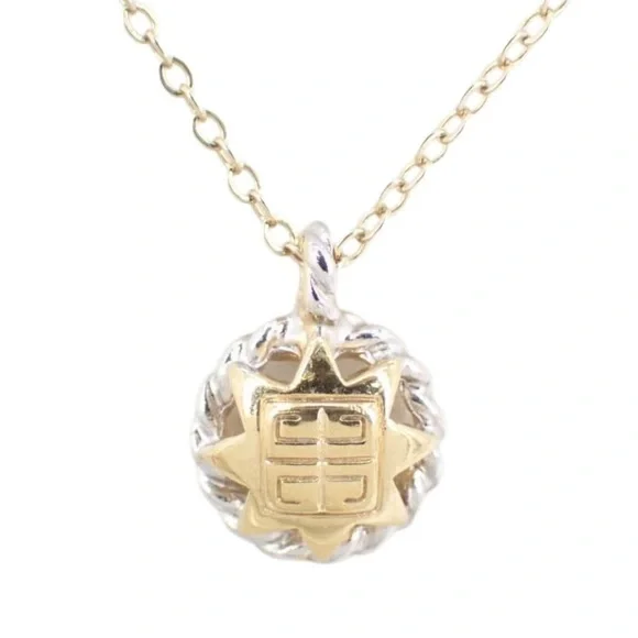 💎🎉Host Pick🎉💎 Givenchy Gold and Silver Two-Toned Sun Necklace With Logo, RARE! - Picture 3 of 10